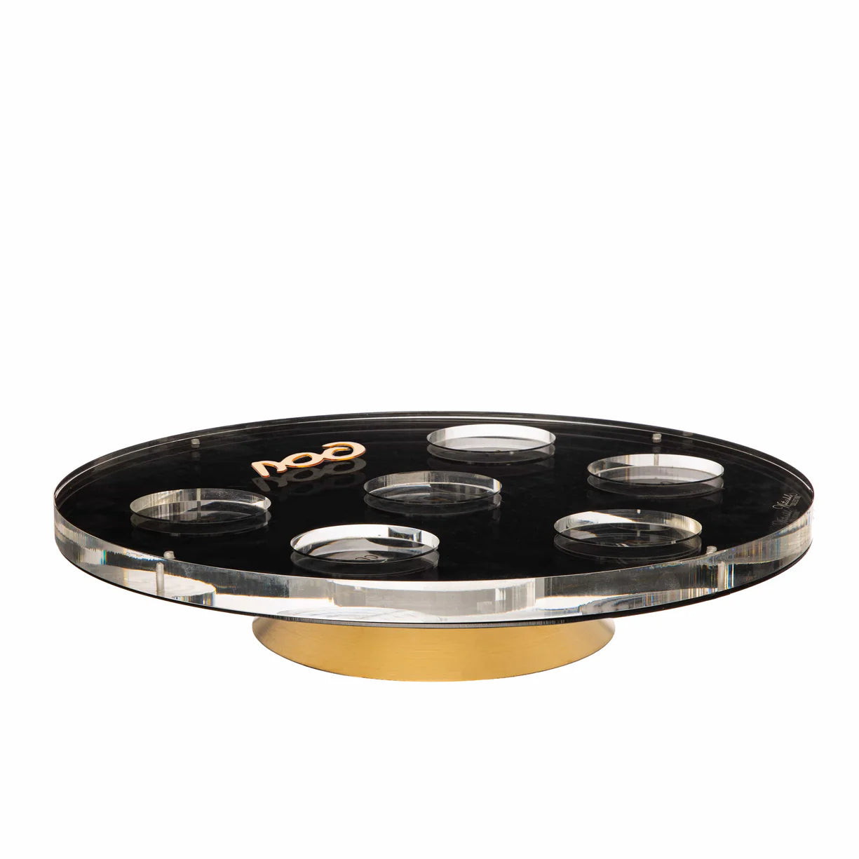 RAISED METALUCITE SEDER PLATE- BLACK & GOLD