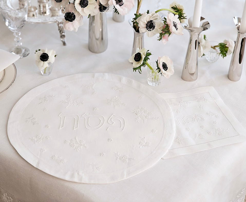 WHITE MIMOSA ALL OVER PESACH SET