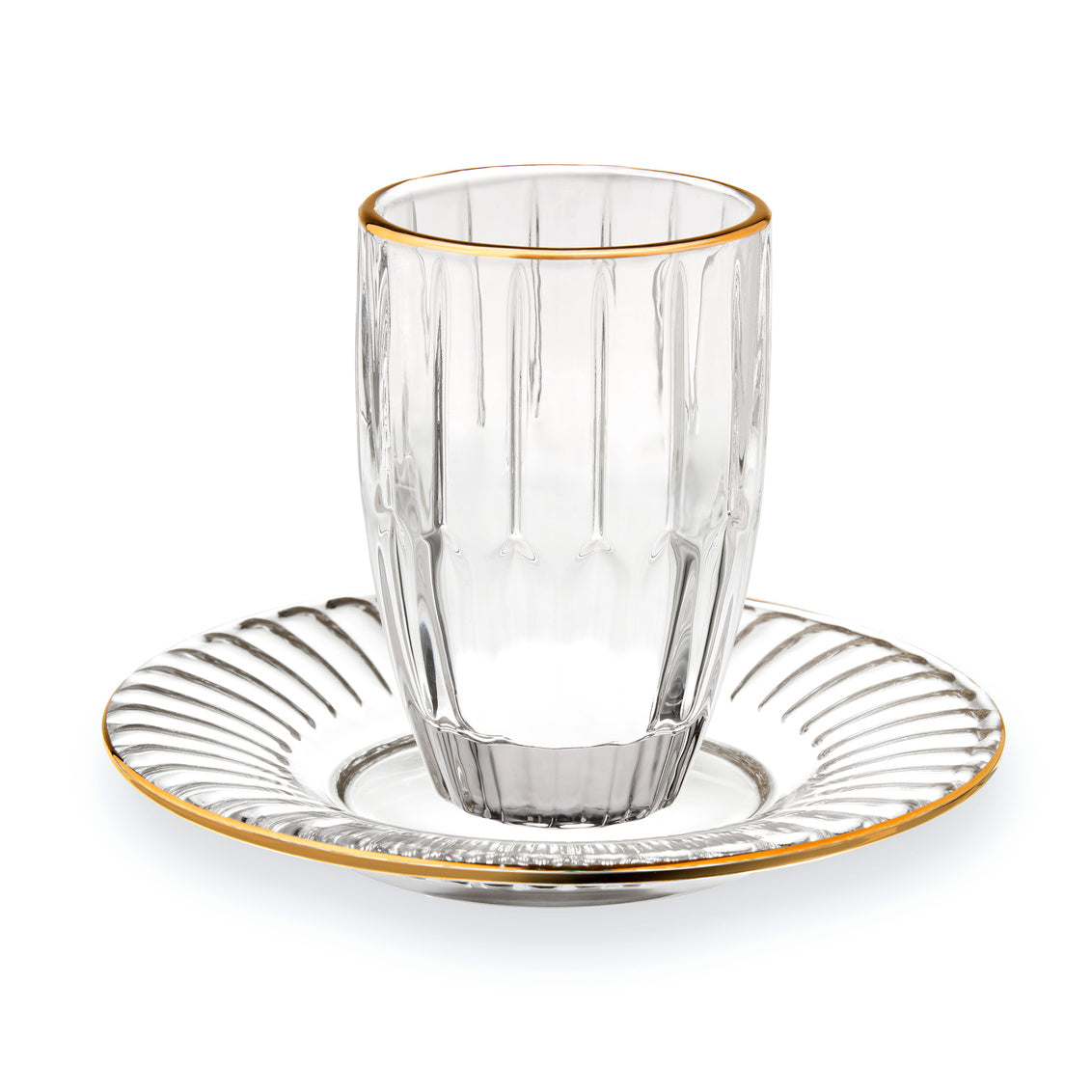 Pleat Kiddush Set W/gold 5.5oz
