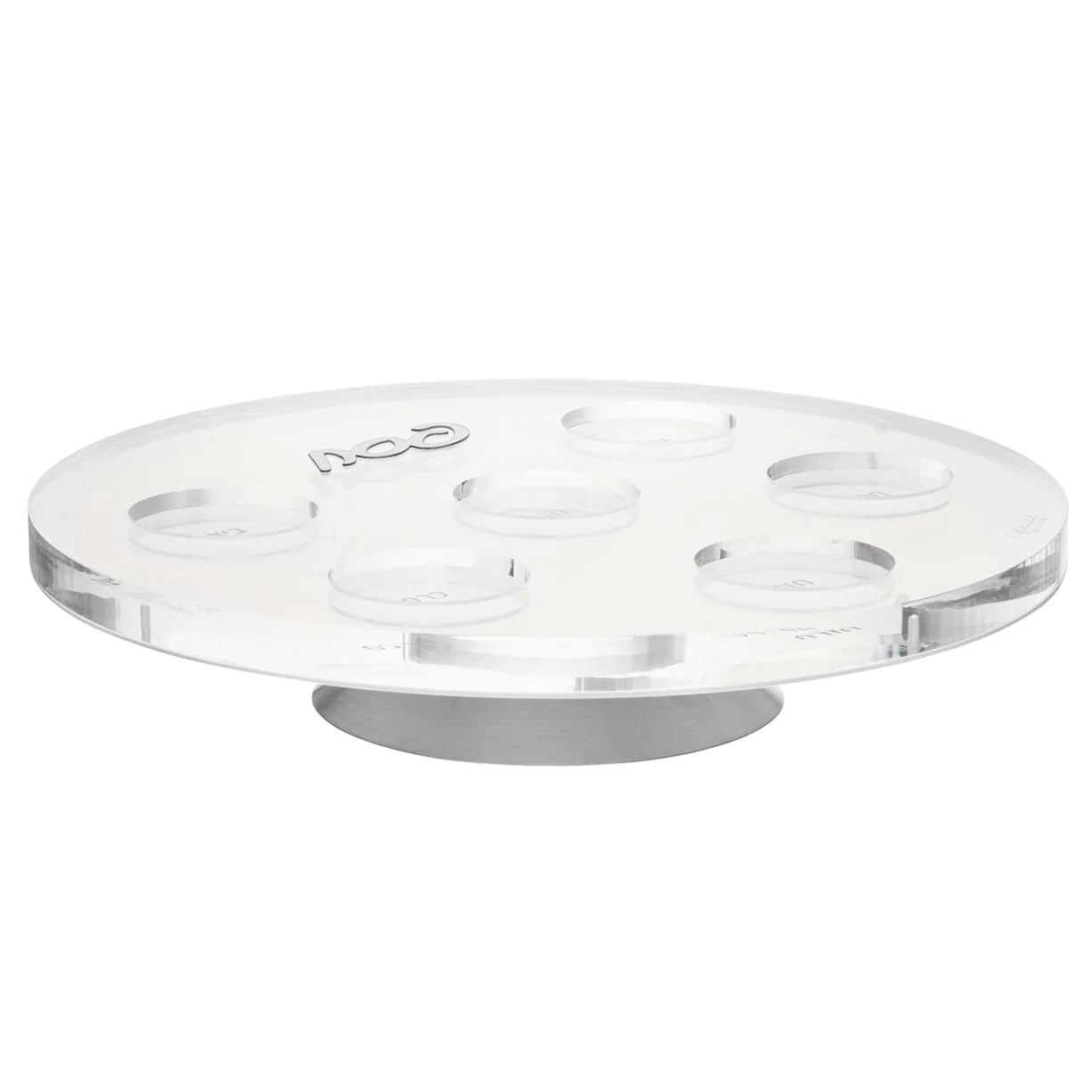 RAISED METALUCITE SEDER PLATE- WHITE & SILVER