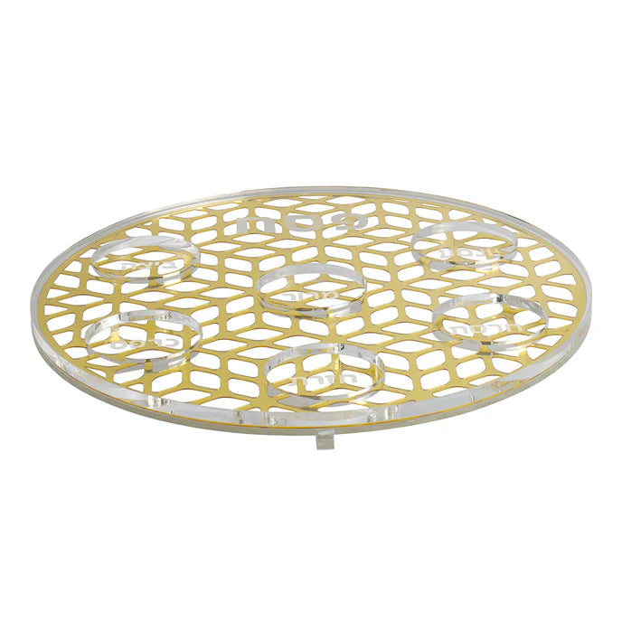 Lucite & Laser Cut Seder Plate Gold