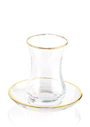 Set of 6 Tea Cups with Gold Trim