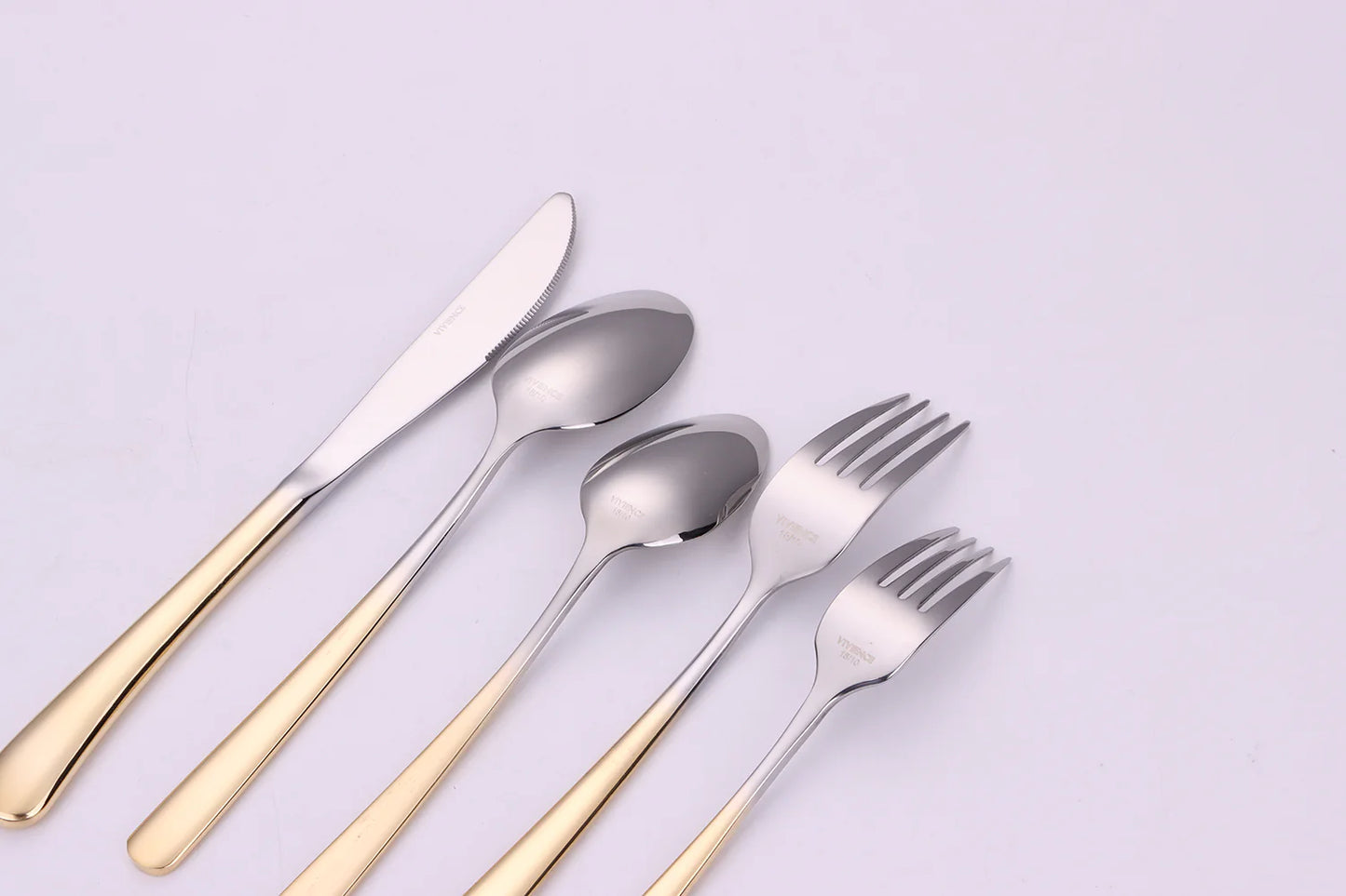 20PC SILVER WITH GRADUATED GOLD HANDLES