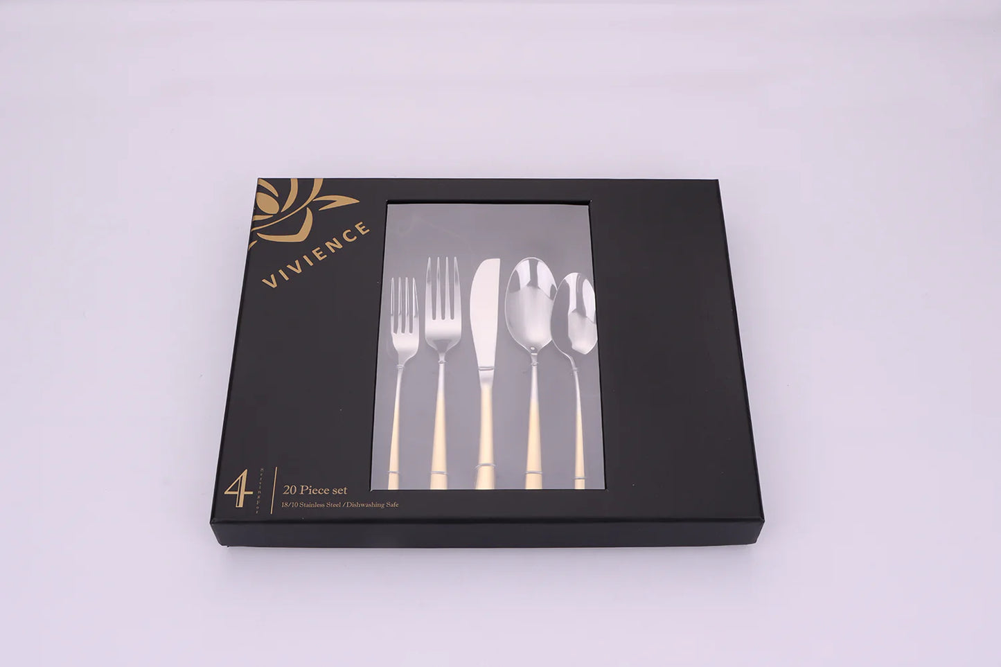 20PC SILVER WITH GRADUATED GOLD HANDLES