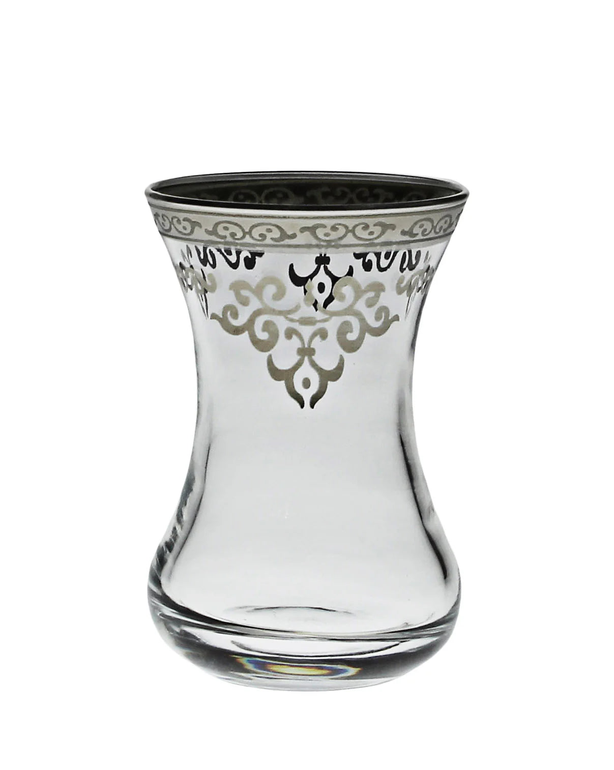 Set of 6 Tea Cups with Silver Design