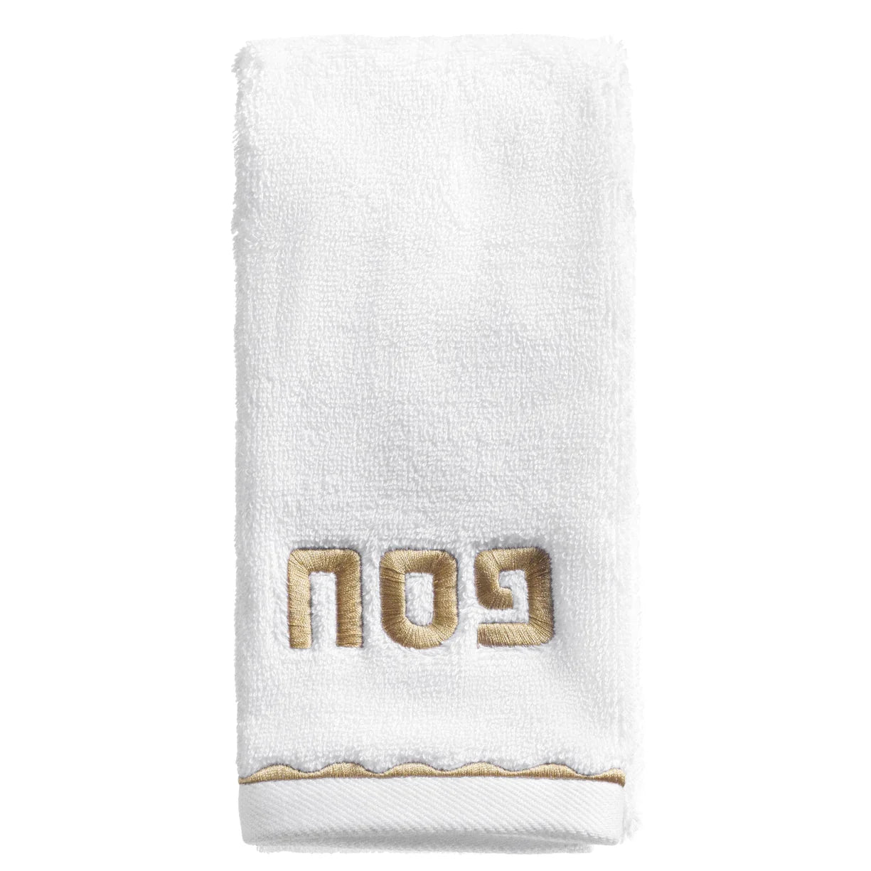 PESACH SCALLOPED HAND TOWEL - GOLD