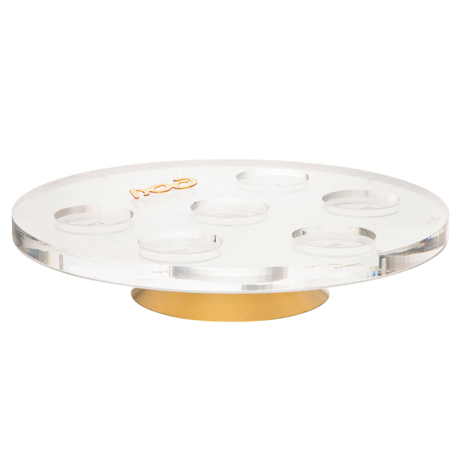 RAISED METALUCITE SEDER PLATE- WHITE & GOLD