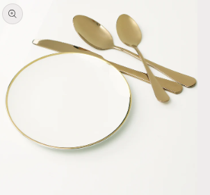 Narrow Gold Rim Bread and Butter Plate-Set of 4